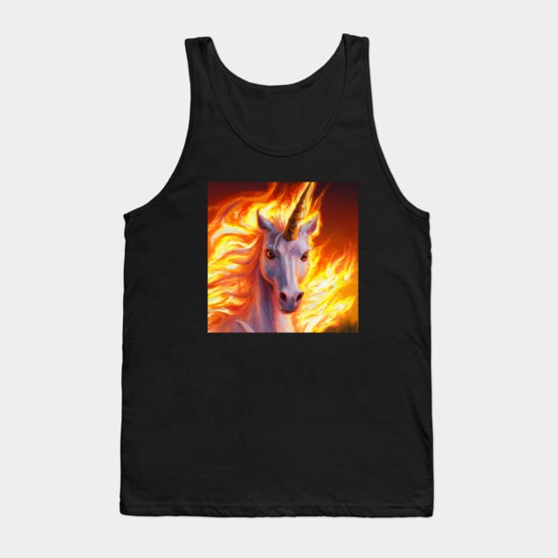 Unicorn Emerges From a Mystic Fire Tank Top by Star Scrunch